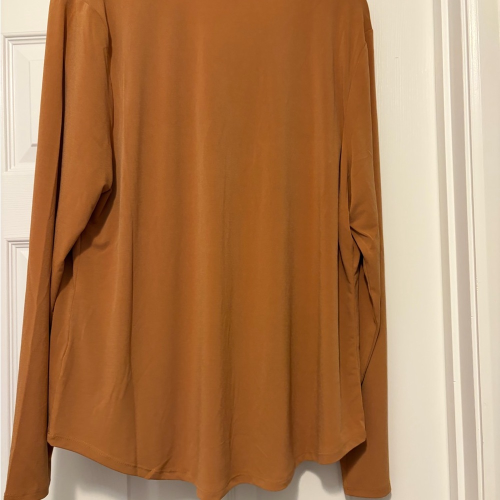 Carmen Marc Valvo Burnt Orange V-Neck Blouse - Picture 3 of 6